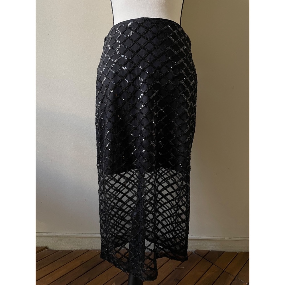 Black J. Crew Lattice Sequin Skirt